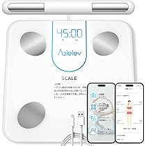 AQielev 体重計 体組成計 スマホ連動 八電極 双周波 全身部位別測定